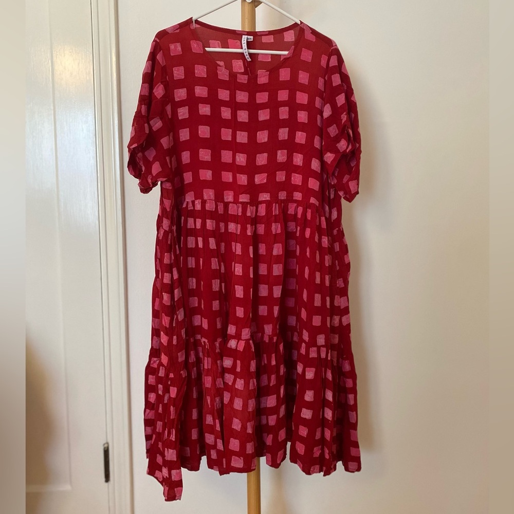 Osei-Duro red and pink rayon dress